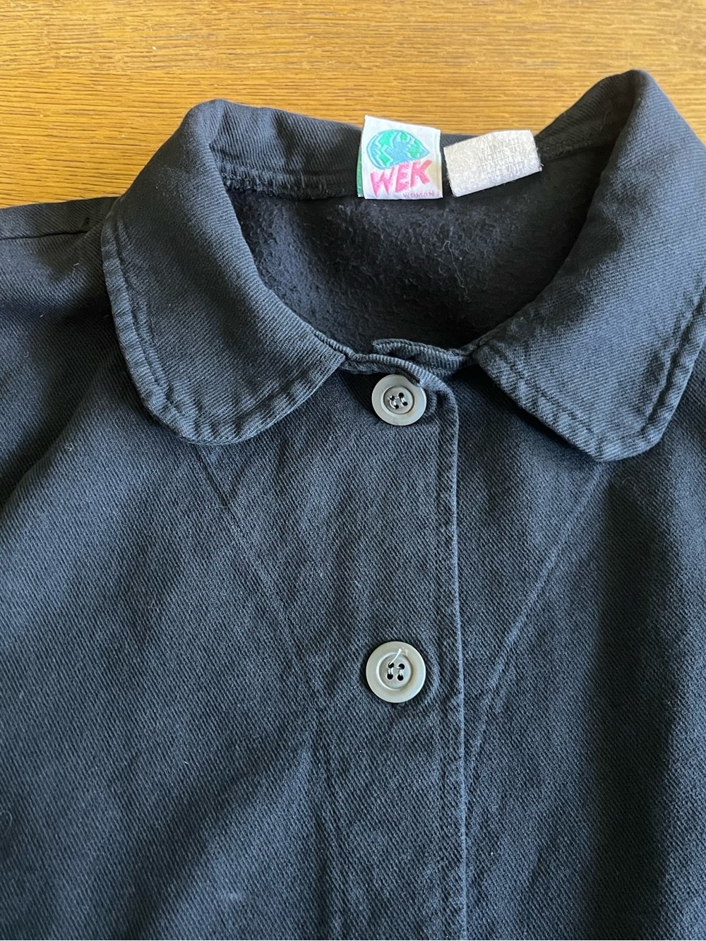 Vintage 1980’s WEK Black Button-Down 100% Cotton Chore Coat. Rare find!! - Picture 5 of 13